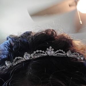 Silver wedding headband from David's bridal